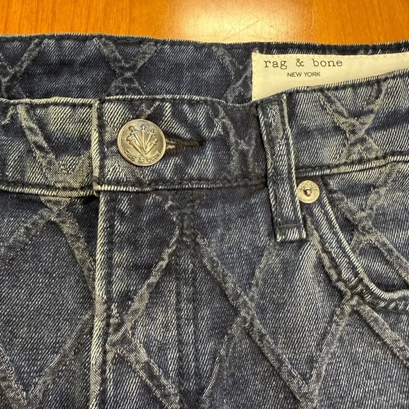 Rag & Bone Logan mid rise wide leg Quilted denim jeans size 30 - Picture 4 of 13